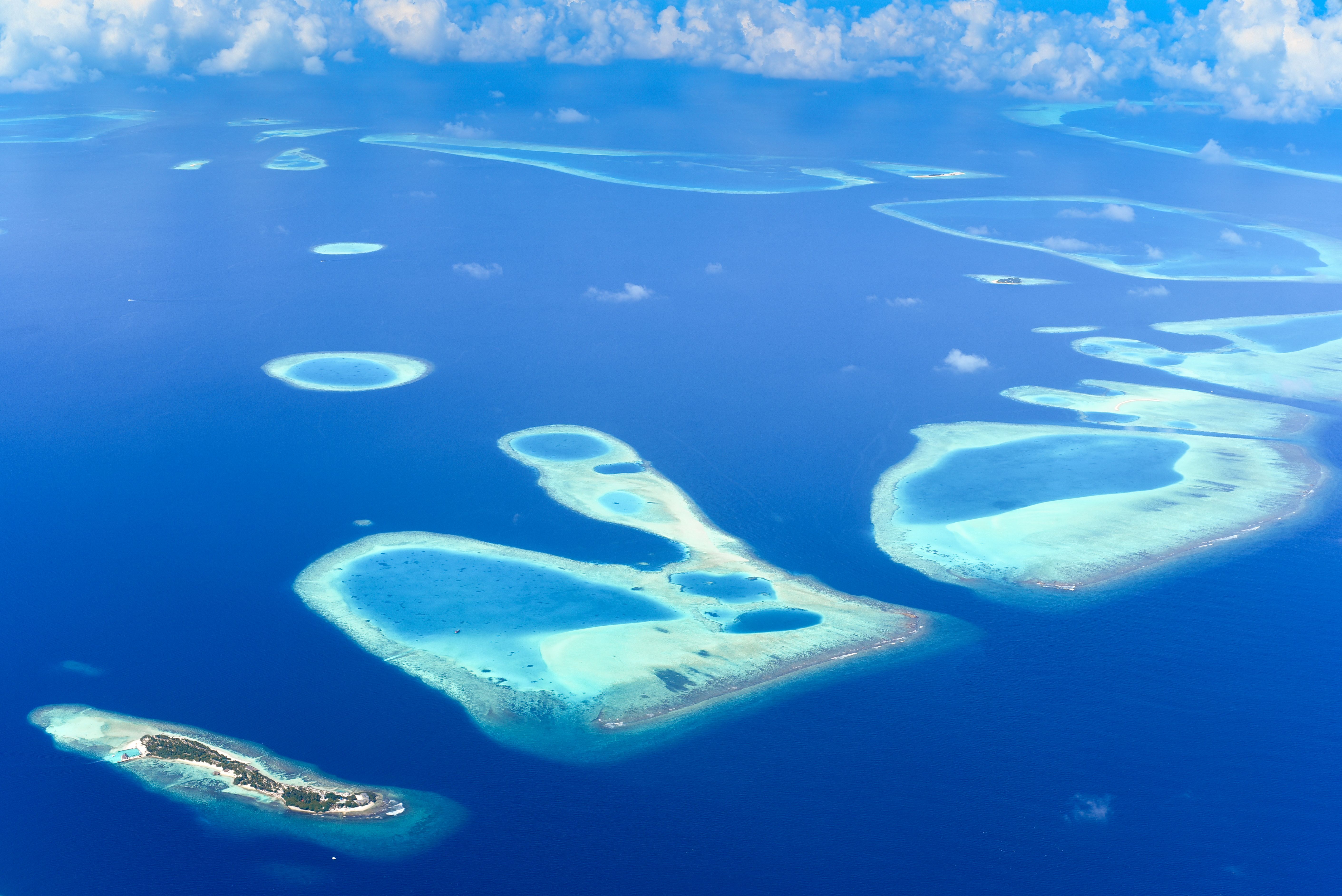 Maldives resort aerial view for travellers flying from Delhi