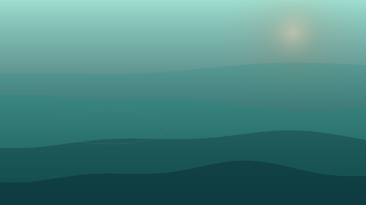 Stylised warm-toned illustration of ocean depth bands with a soft sunset glow
