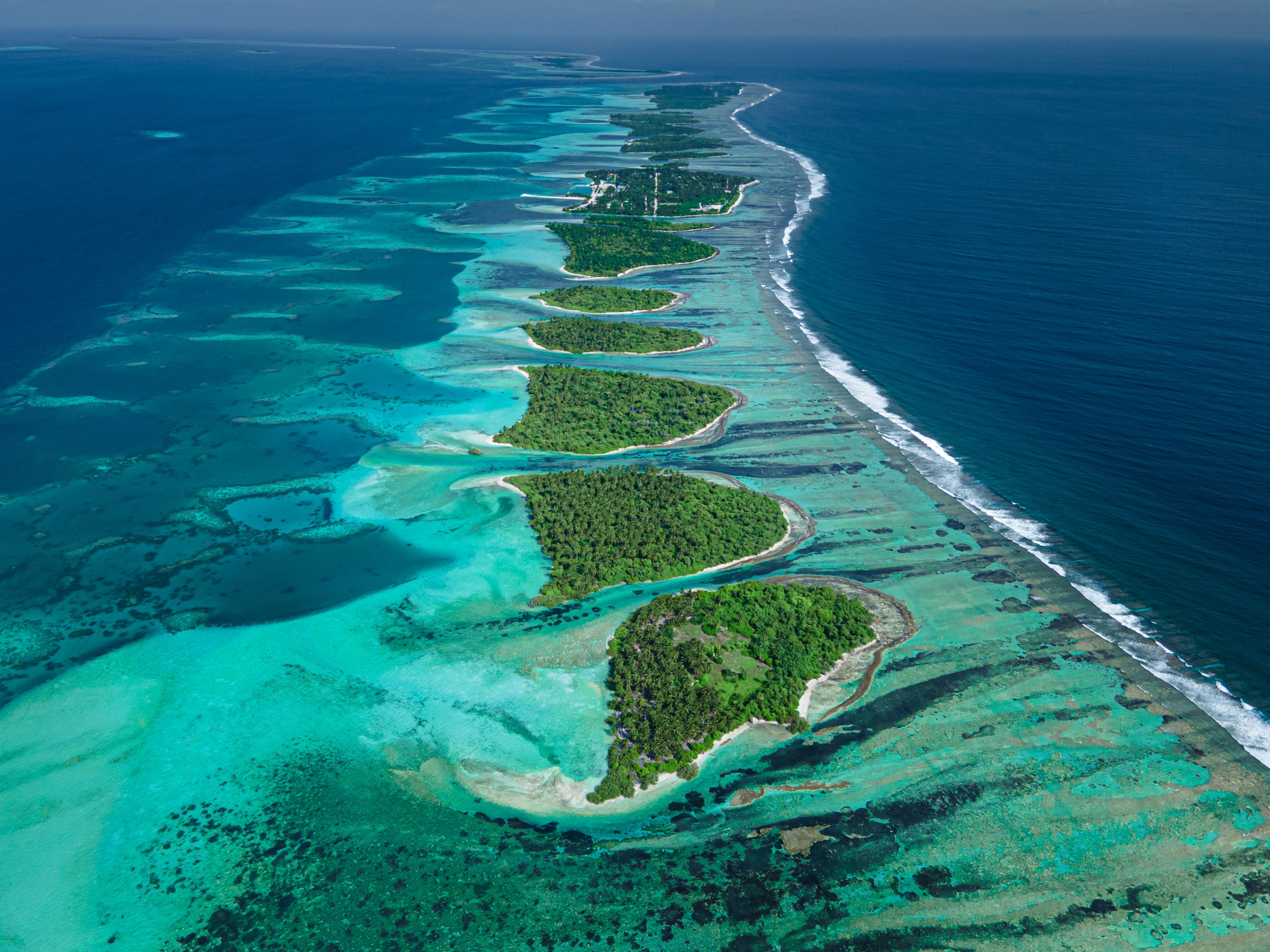 Maldives resort aerial view representing travel from across India