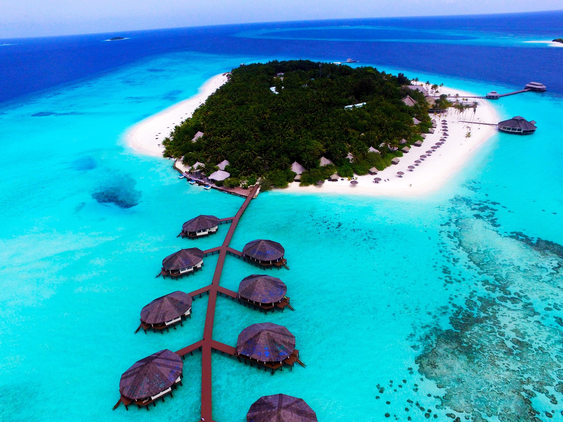 Maldives resort aerial view representing the Singapore and Maldives combo trip